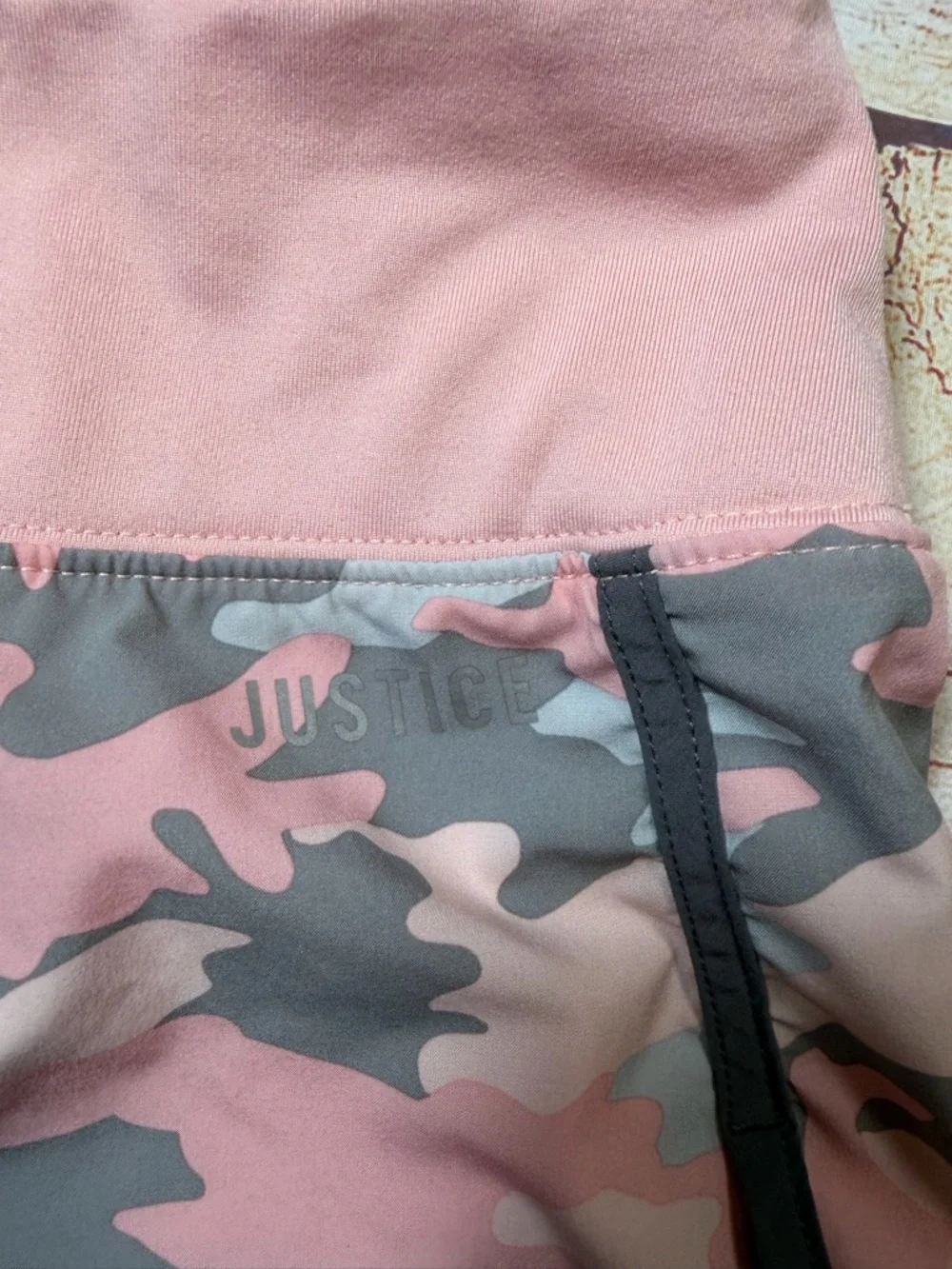 Justice Pink and Gray Camo Athletic Shorts